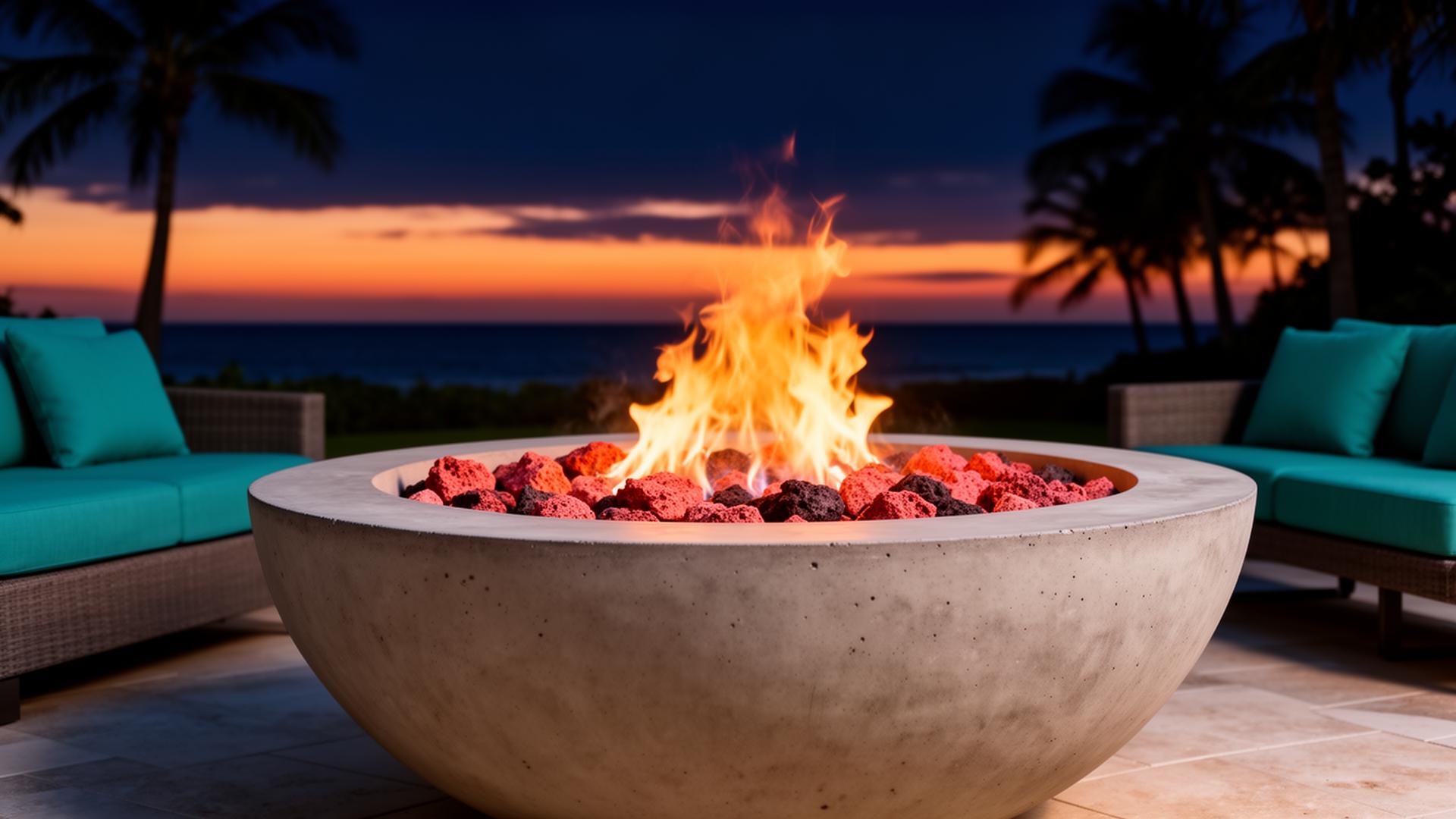 Modern gas fireplace installation in a coastal West Palm Beach home